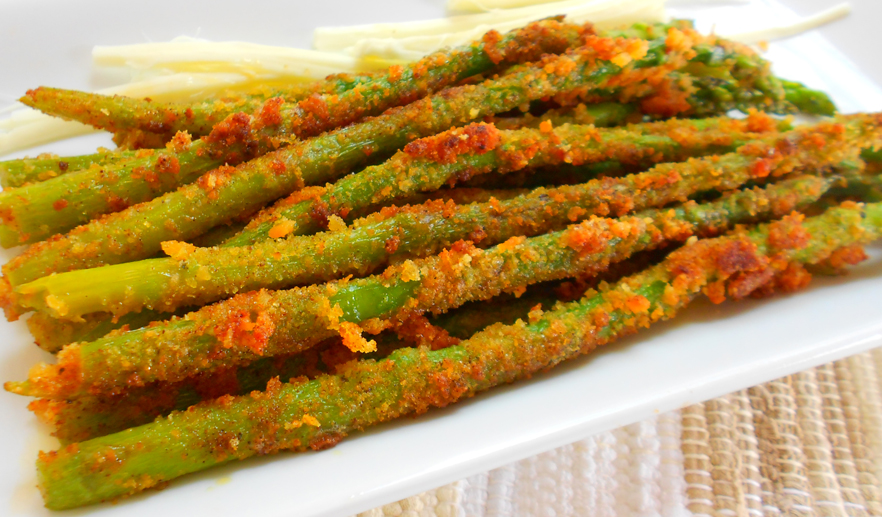Vegetarian Yogini French Breaded Asparagus a Delightful Snack