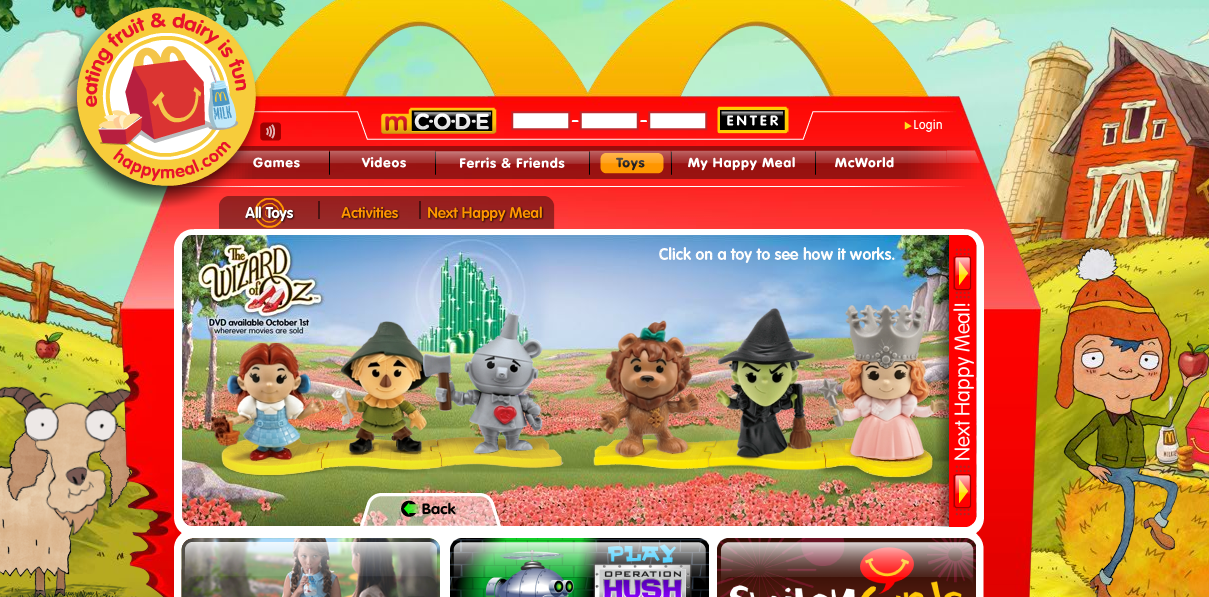 mcdonalds happy meal wizard of oz toys