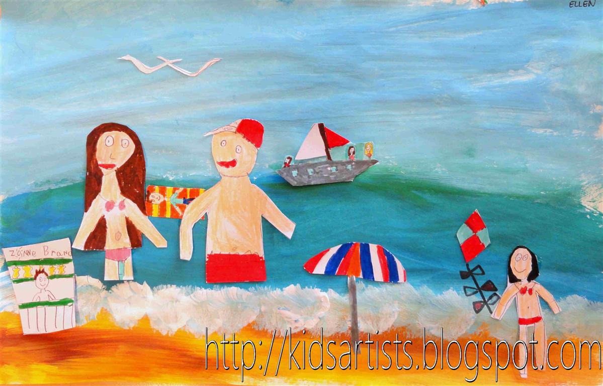 Kids Artists On the beach collage