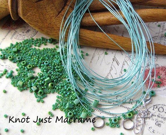 Sage green colorway kit for Leaves Micro Macrame Bracelet Tutorial