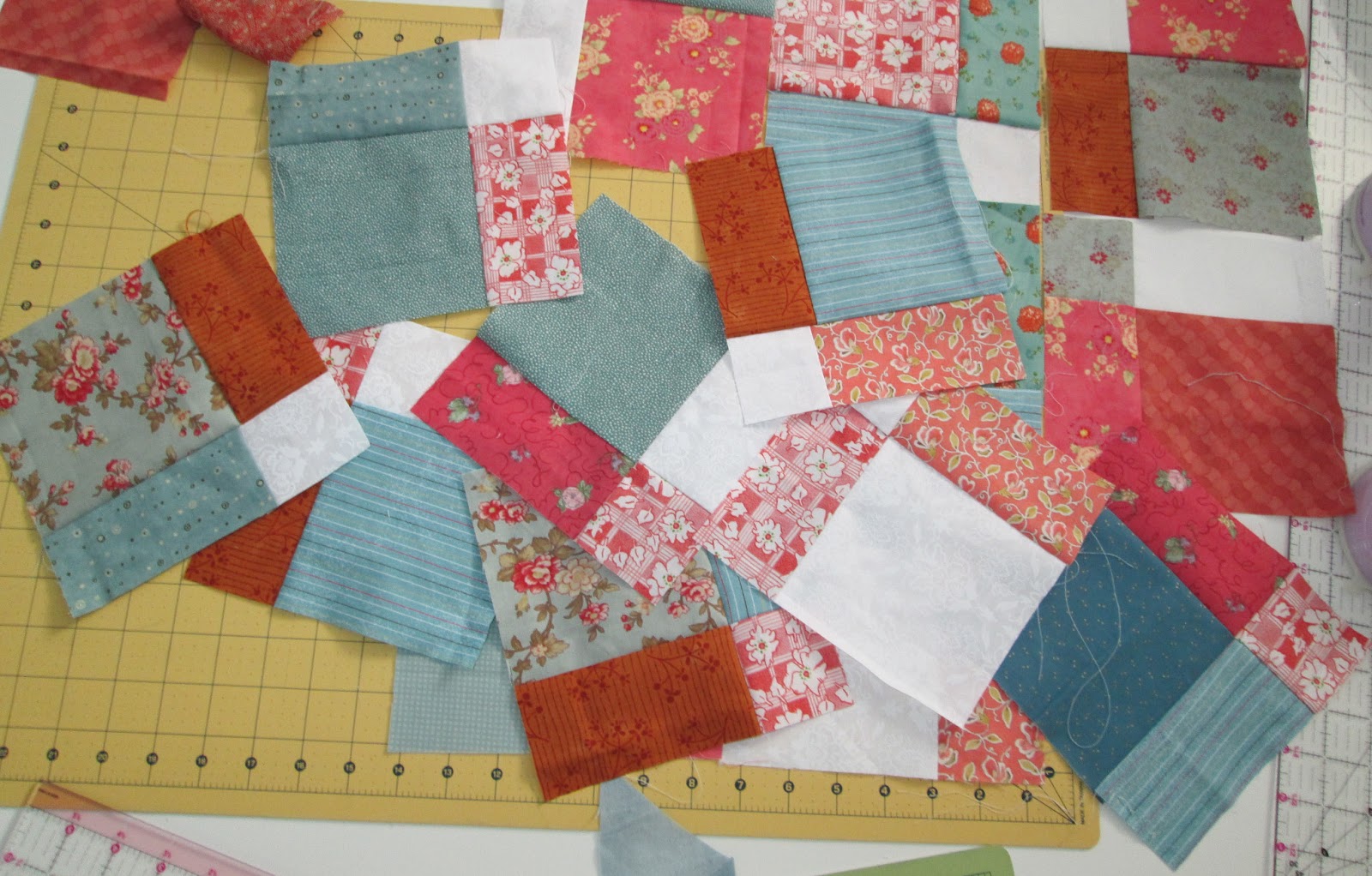 Quackadoodle Quilt Blue + Orange Quilt Top