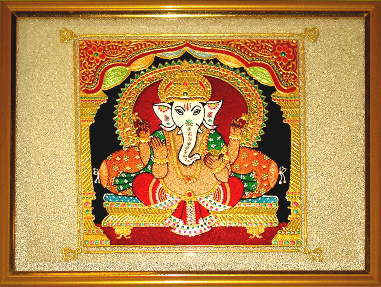 Cristal Art Blog Embroidered Painting of Ganesha on Glass
