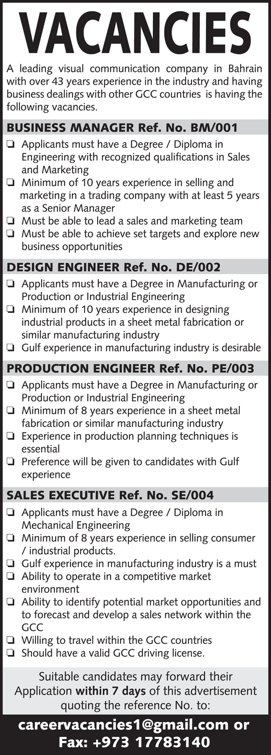 Jobs in Bahrain and Middle East Classified Jobs in Bahrain