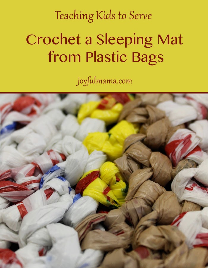 Joyful Mama Crochet Sleeping Mats for the Homeless {teaching kids to