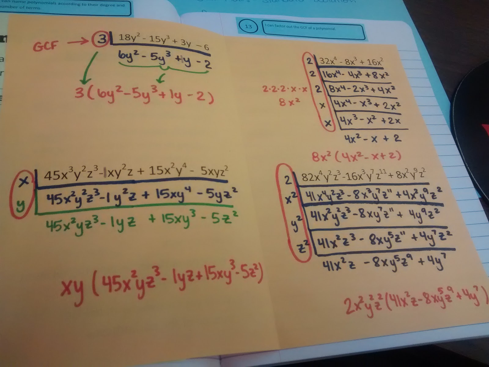 Math = Love: Factoring out the GCF of a Polynomial Foldable