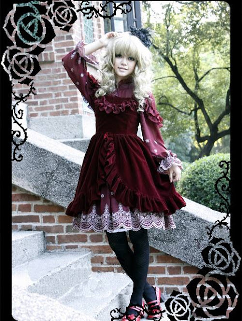 Gothic Velveteen and Chiffon Rococo Lolita Dress