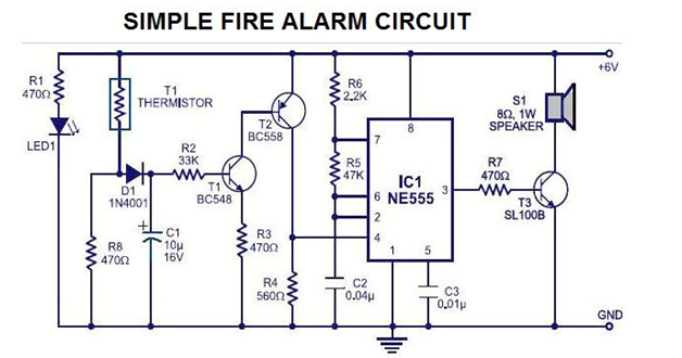 simple fire alarm circuit ~ Electrical Engineering Pics