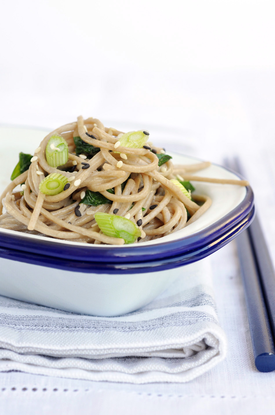 Anja's Food 4 Thought Sesame & Soba Noodle Salad with Spinach