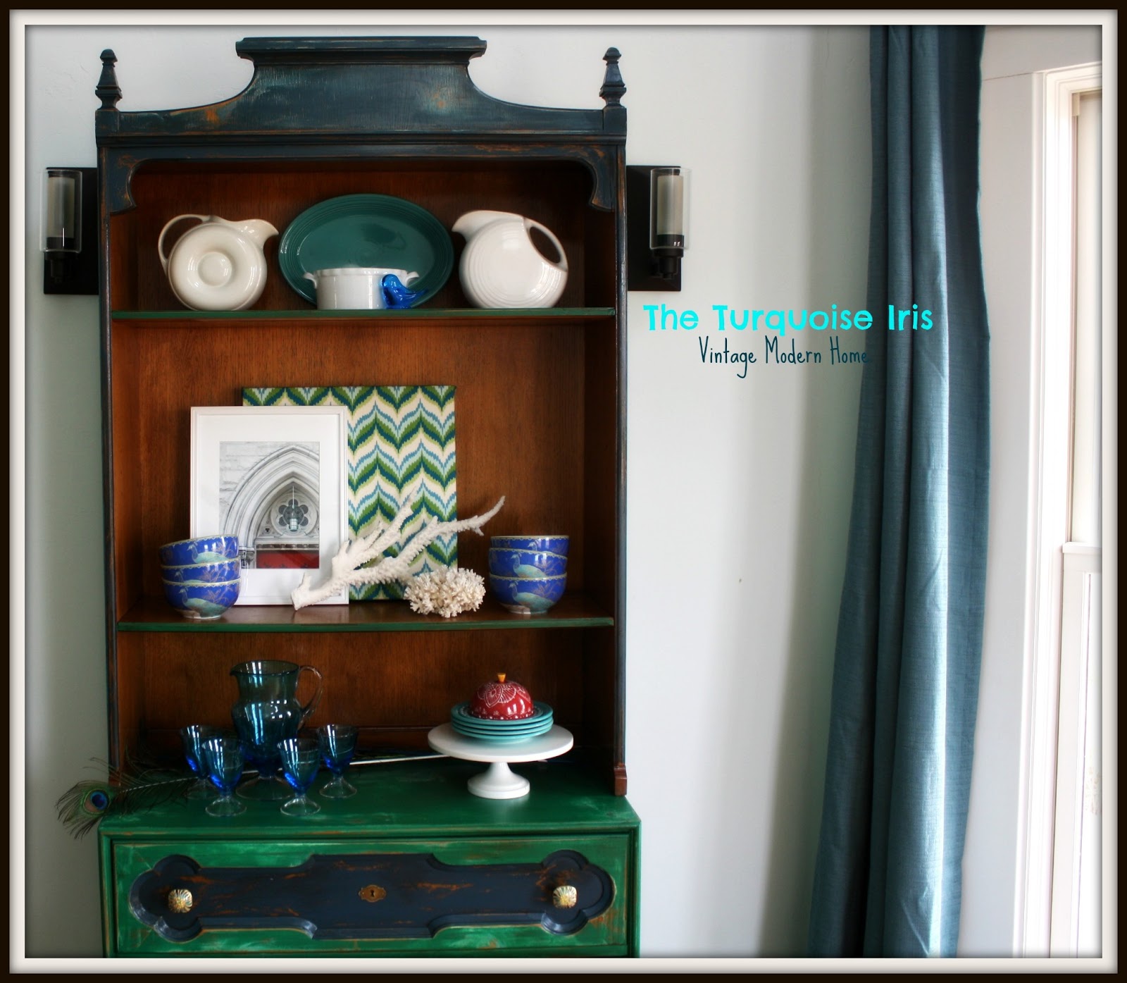The Turquoise Iris Furniture & Art Emerald Vintage Hutch / Buffet