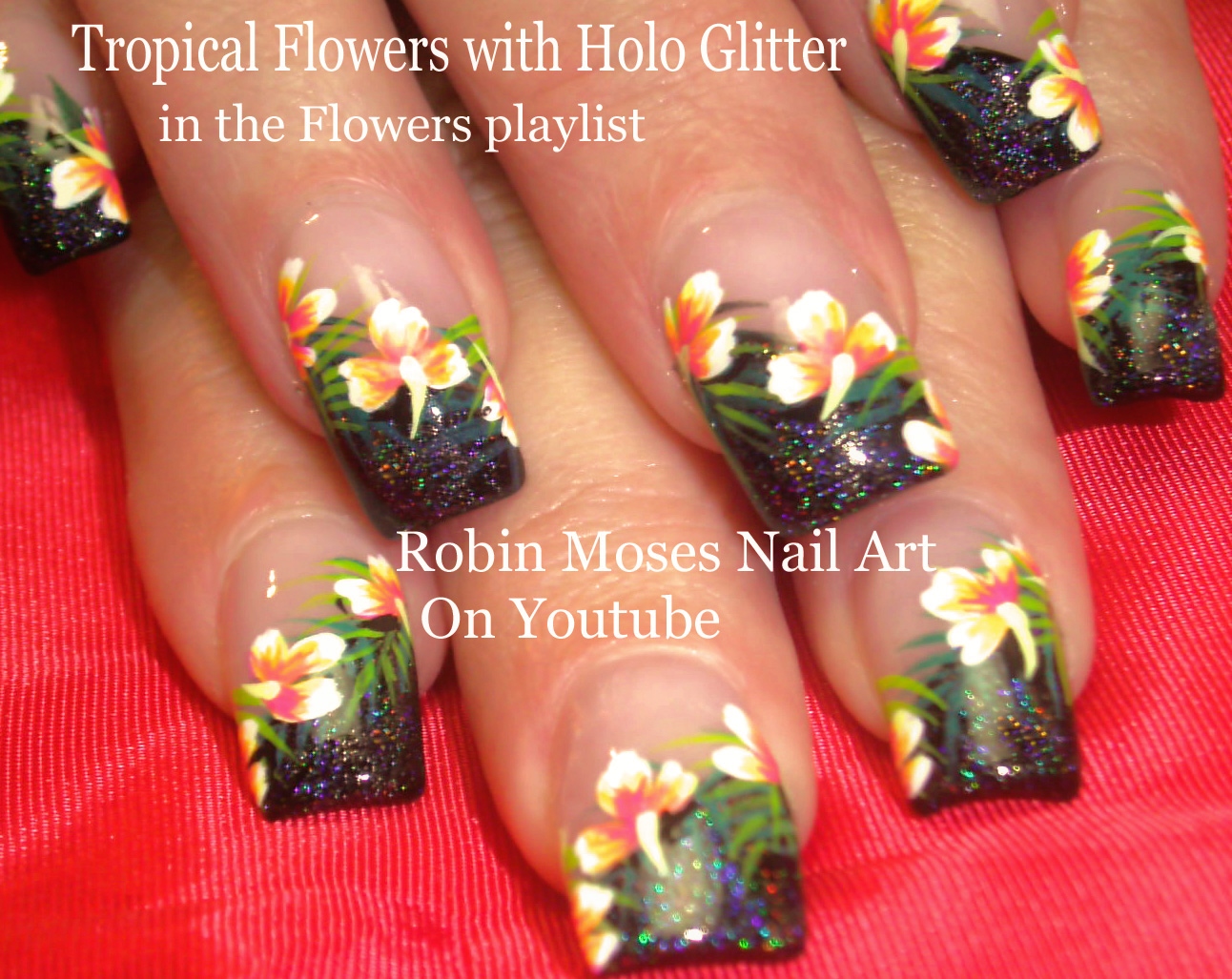3. Neon tropical nail design with crystals - wide 10
