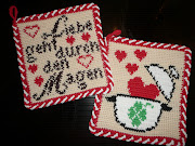 Topflappen lustige Sprüche gehäkelt. Liebe geht durch den Magen einmal in .