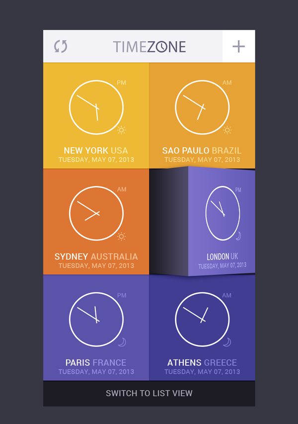 Free Template website download Free download Time Zone App UI file PSD