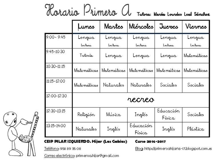 Horario de la clase