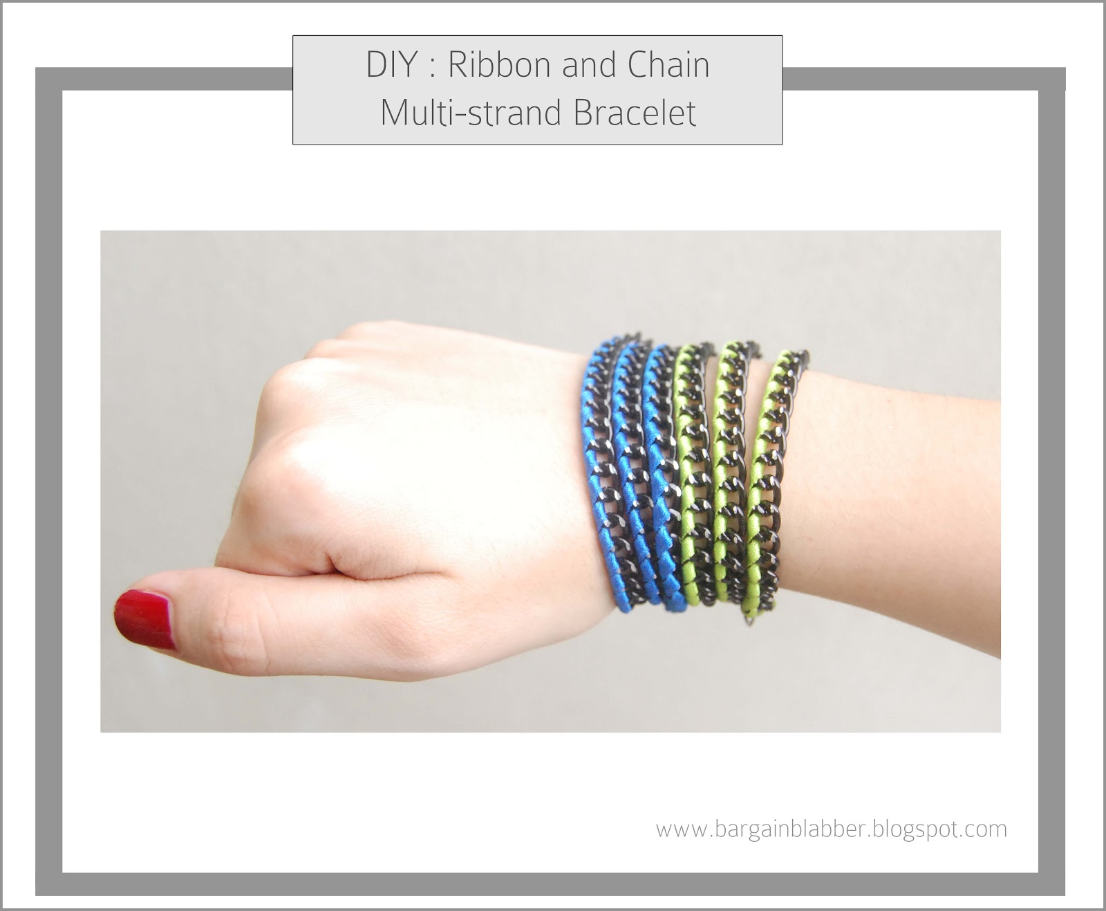 DIY Ribbon and Chain Multistrand bracelet Bargain Blabber