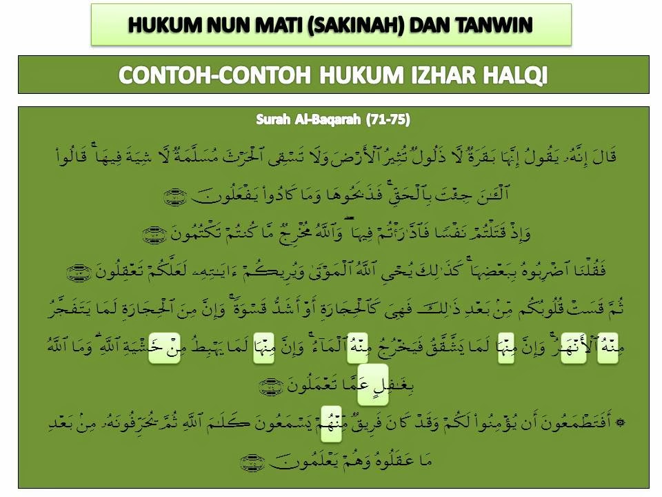 Mencari Hidayah Allah Contohcontoh hukum izhar halqi