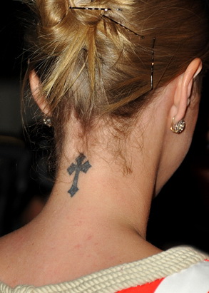 cross tattoos for women on back of neck. cross tattoos for women on back of neck
