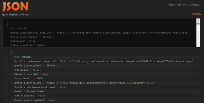 JSON Syntax Highlighting