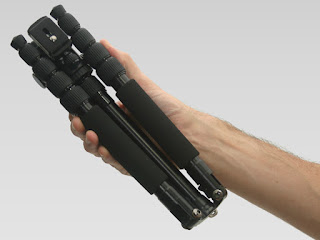 The Sirui tripod folds up to a very compact size.