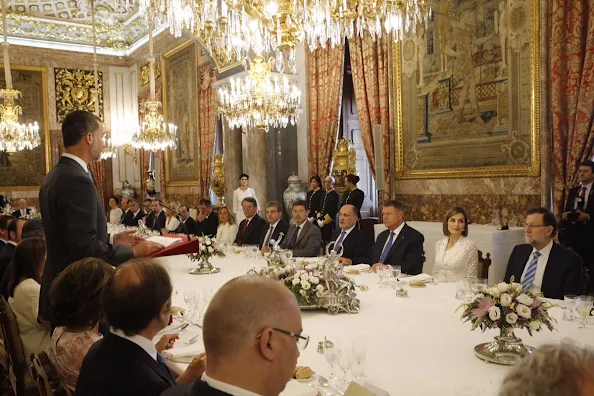 King Felipe and Queen Letizia and Romanian President Klaus Werner Iohannis and wife Carmen Iohannis