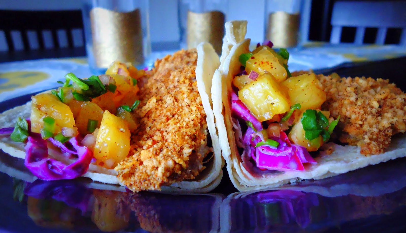 Foodie & Fabulous Crunchy Tilapia Tacos with Red Cabbage Slaw and