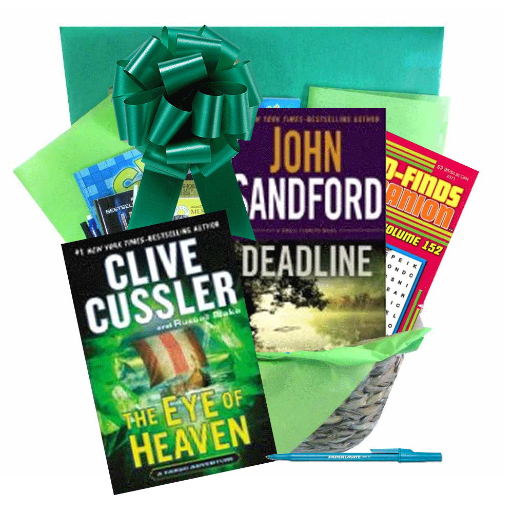 Books and Puzzle Books Gift Basket for Men Books and Puzzle Books Gift Basket