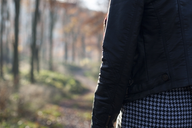 leather jacket and a line skirt ootd forest misty landscape leather jacket and a line skirt ootd forest misty landscape