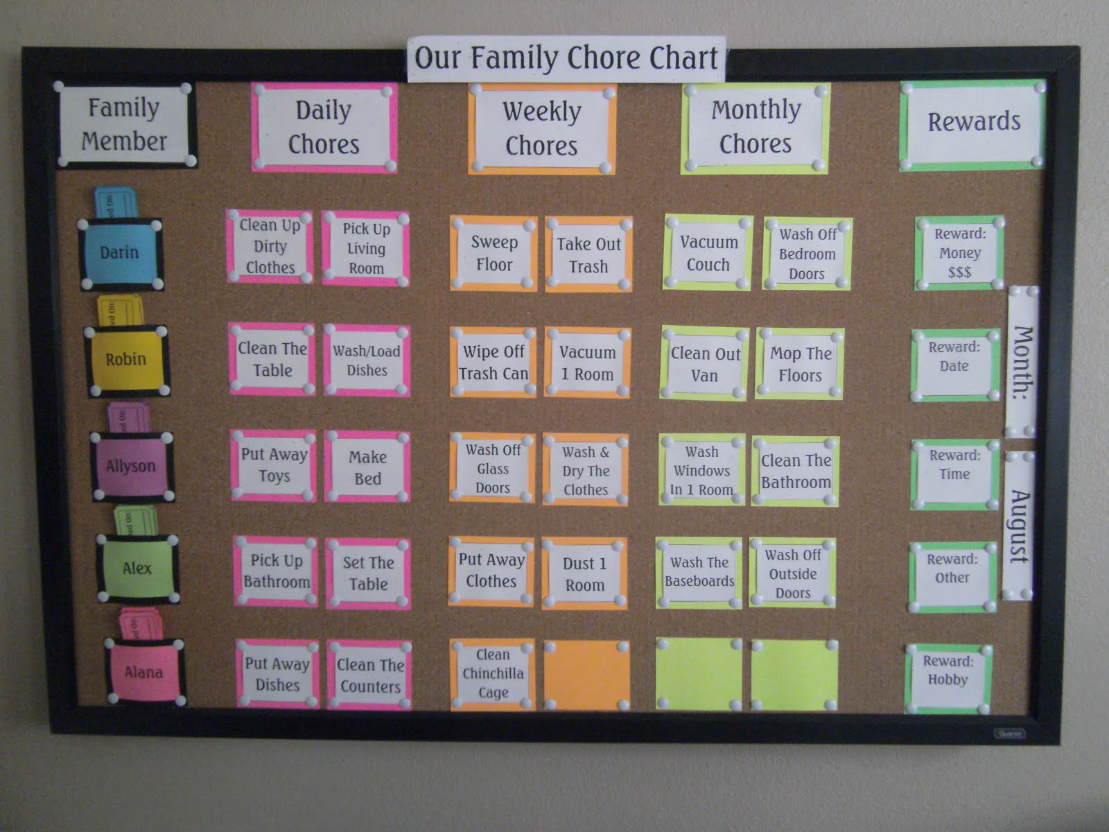 White Board Chore Chart Ideas