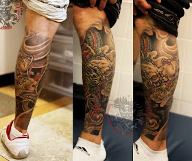dragon tattoo design on the leg