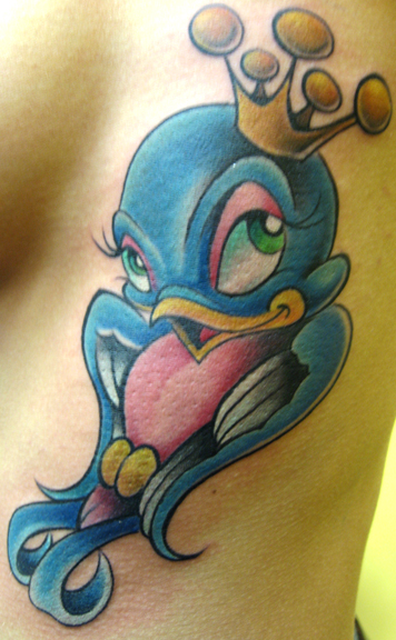 baby bat cartoon tattoo,