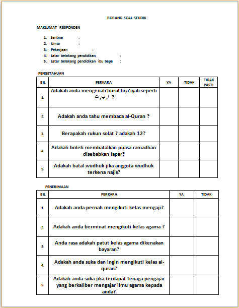 Borang Soal Selidik It (13)  Contoh O