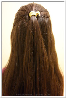 Easy #StraightAStyle hairstyle for back-to-school - Sparkly ribbon elastics