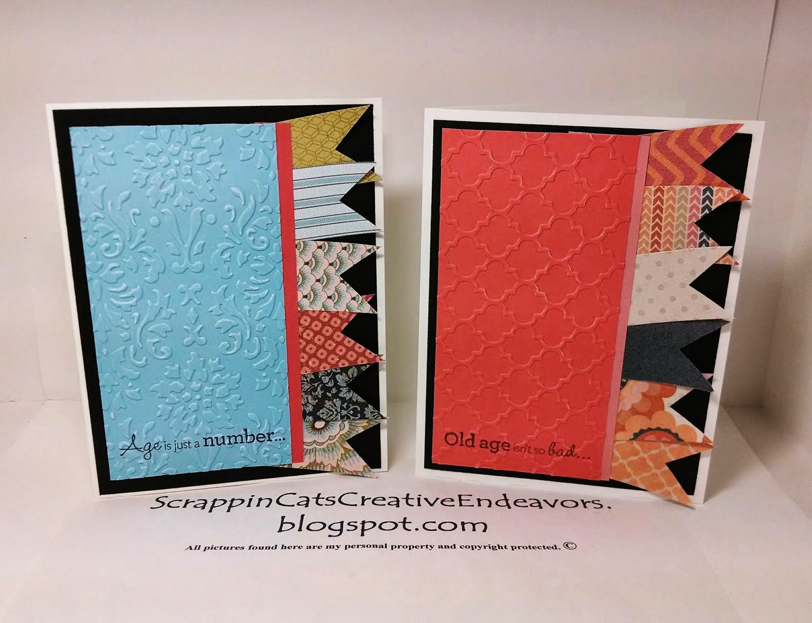 to Scrappin' Cat's Creative Endeavors Embossed banner cards