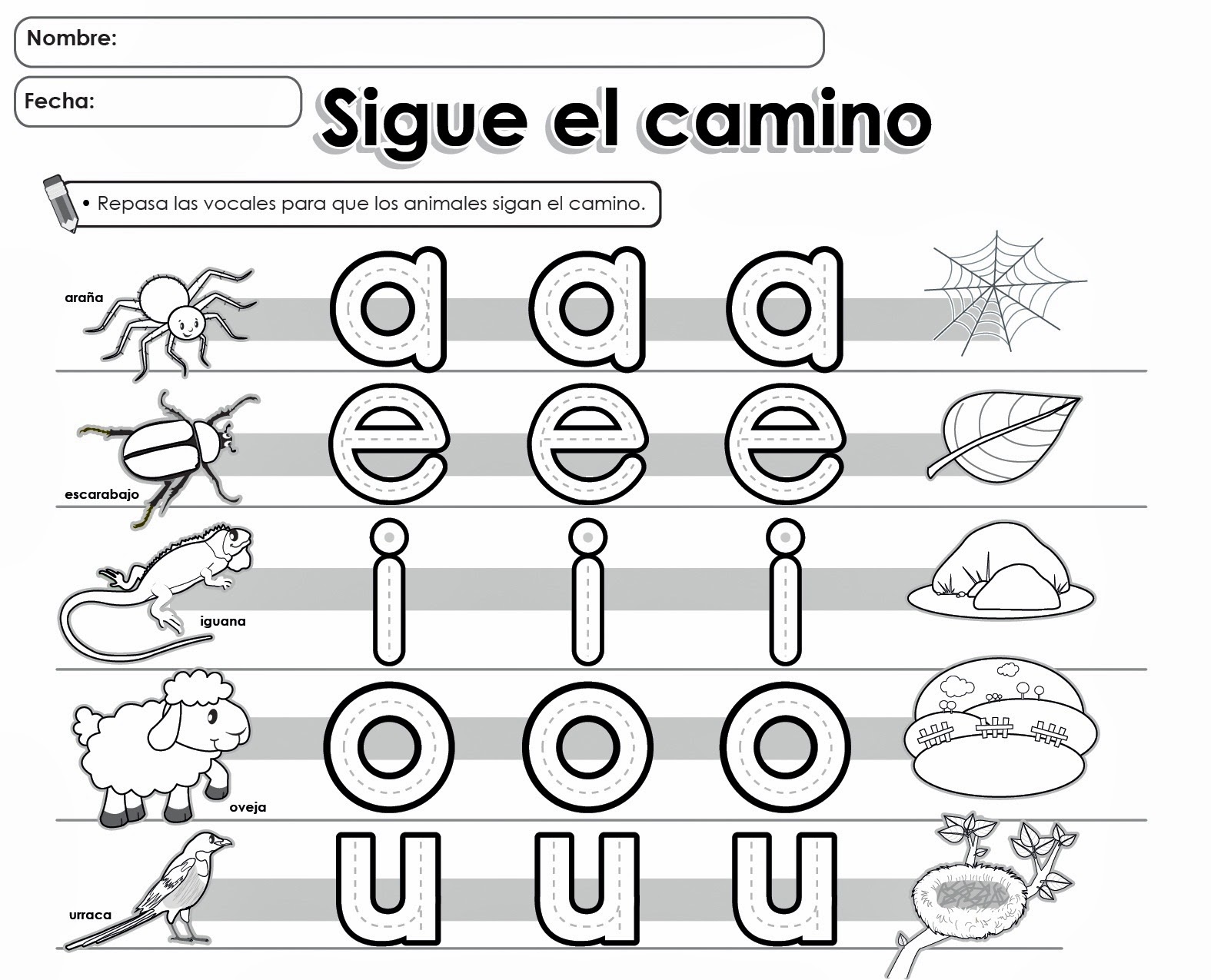 Ejercicios con las vocales para primer grado Imagui