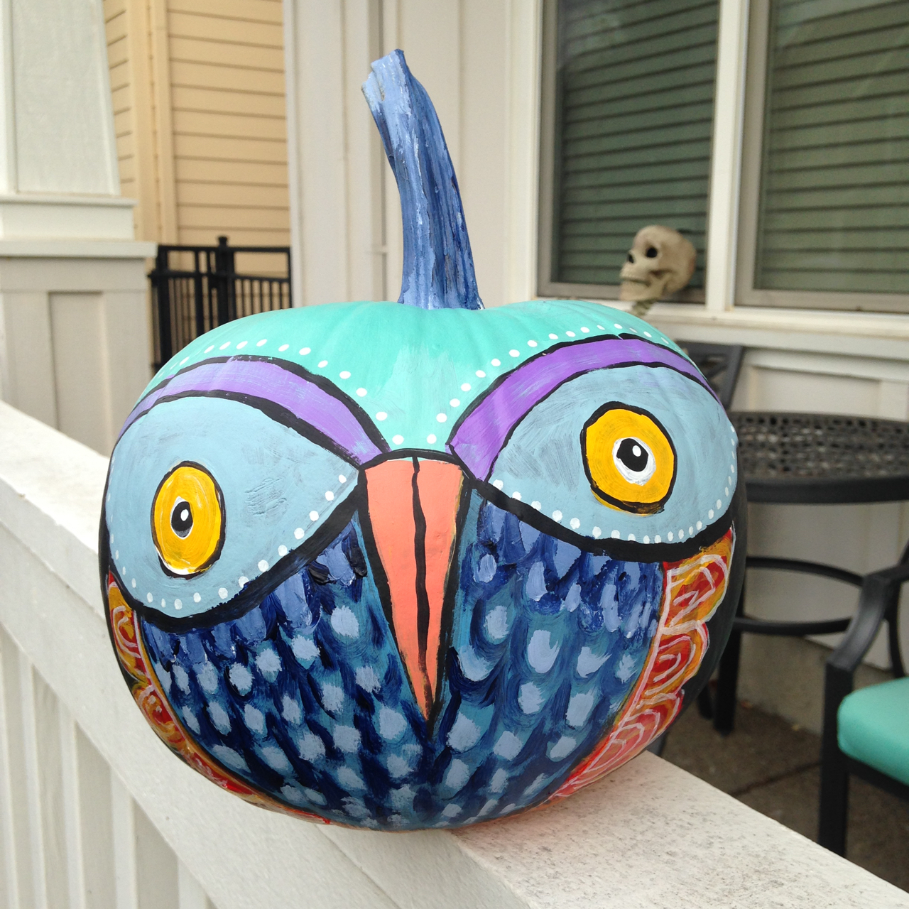 Made by Nicole Painted Owl Pumpkin