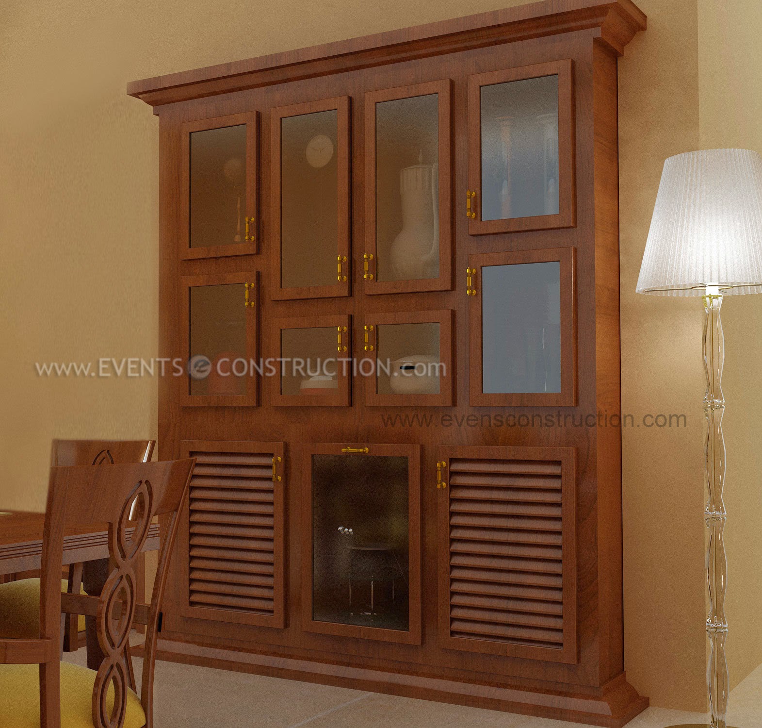 Evens Construction Pvt Ltd Crockery shelf designed for dining room