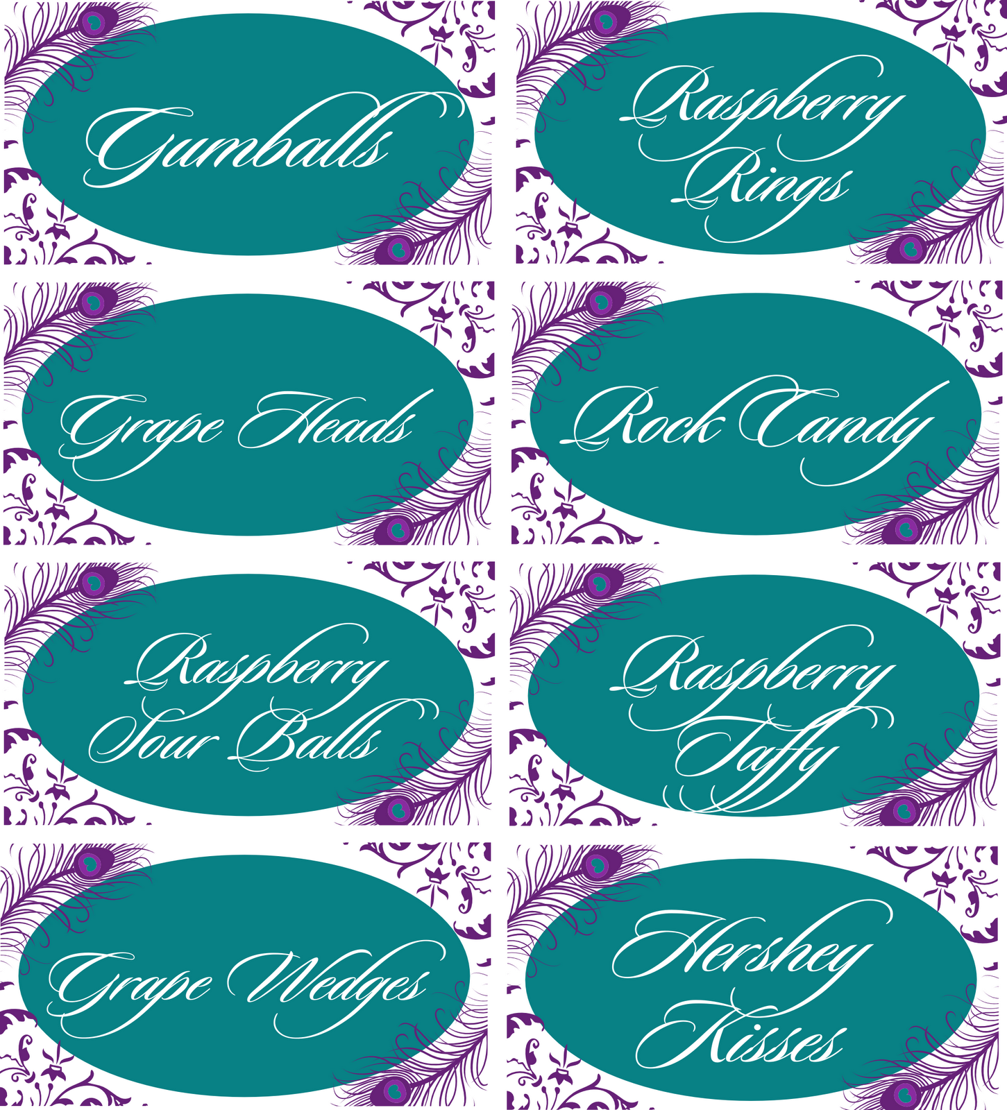 Signatures by Sarah Peacock candy jar labels for Rosanne