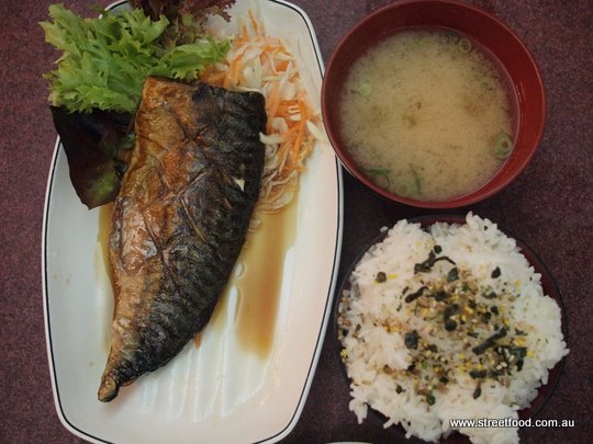 A generous hunk of salty fishy fish with 