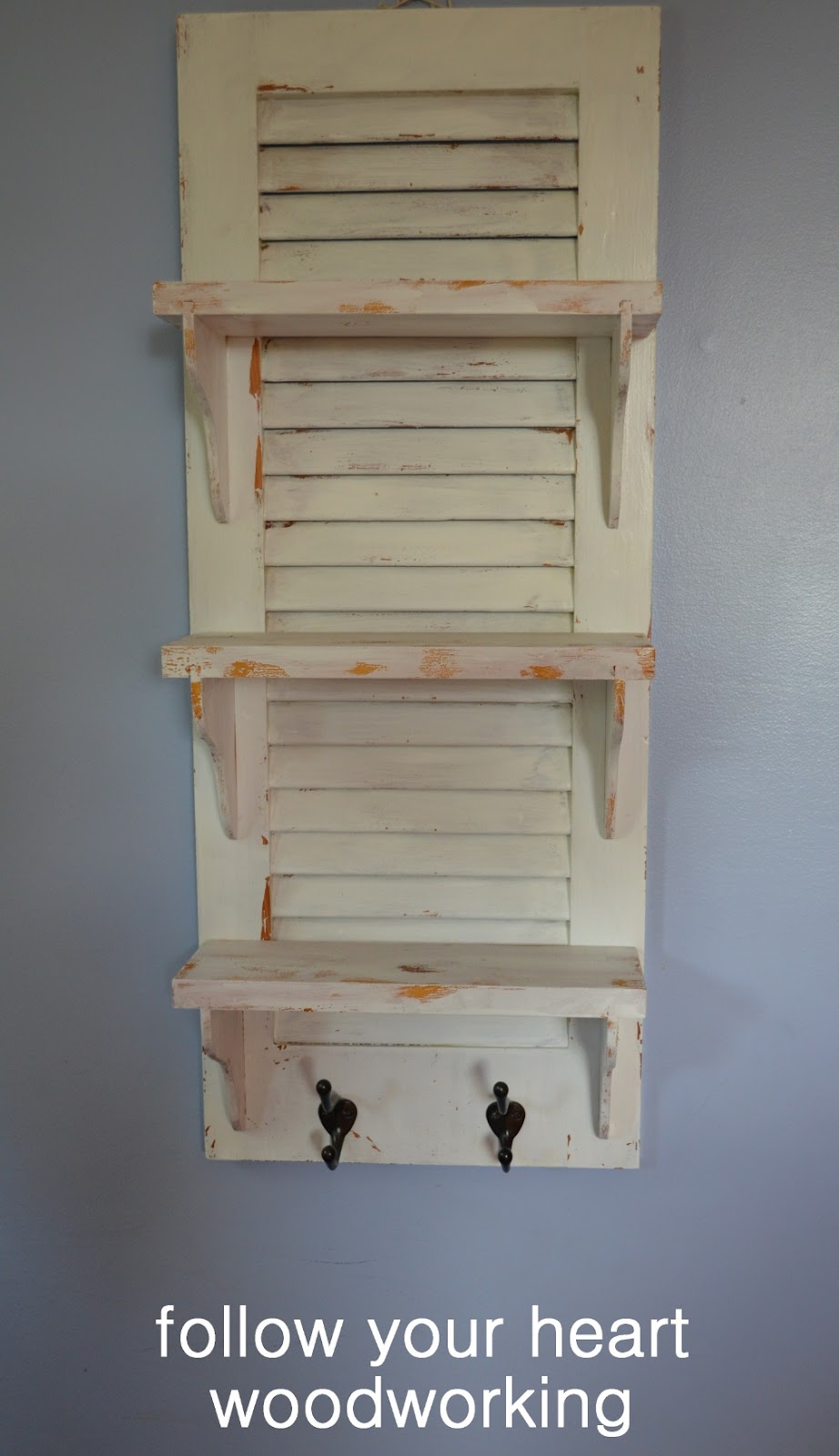 follow your heart woodworking Shutter Repurposed Into Shelves
