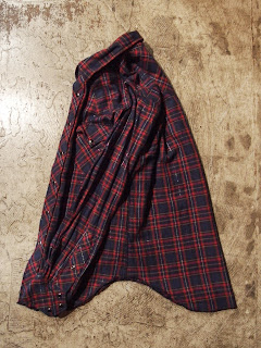 fwk by engineered garments western shirt in blue/red lurex plaid