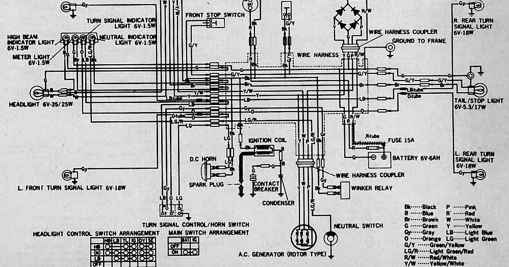 skema kelistrikan motor: Honda-CB100-Electrical-wiring-diagram
