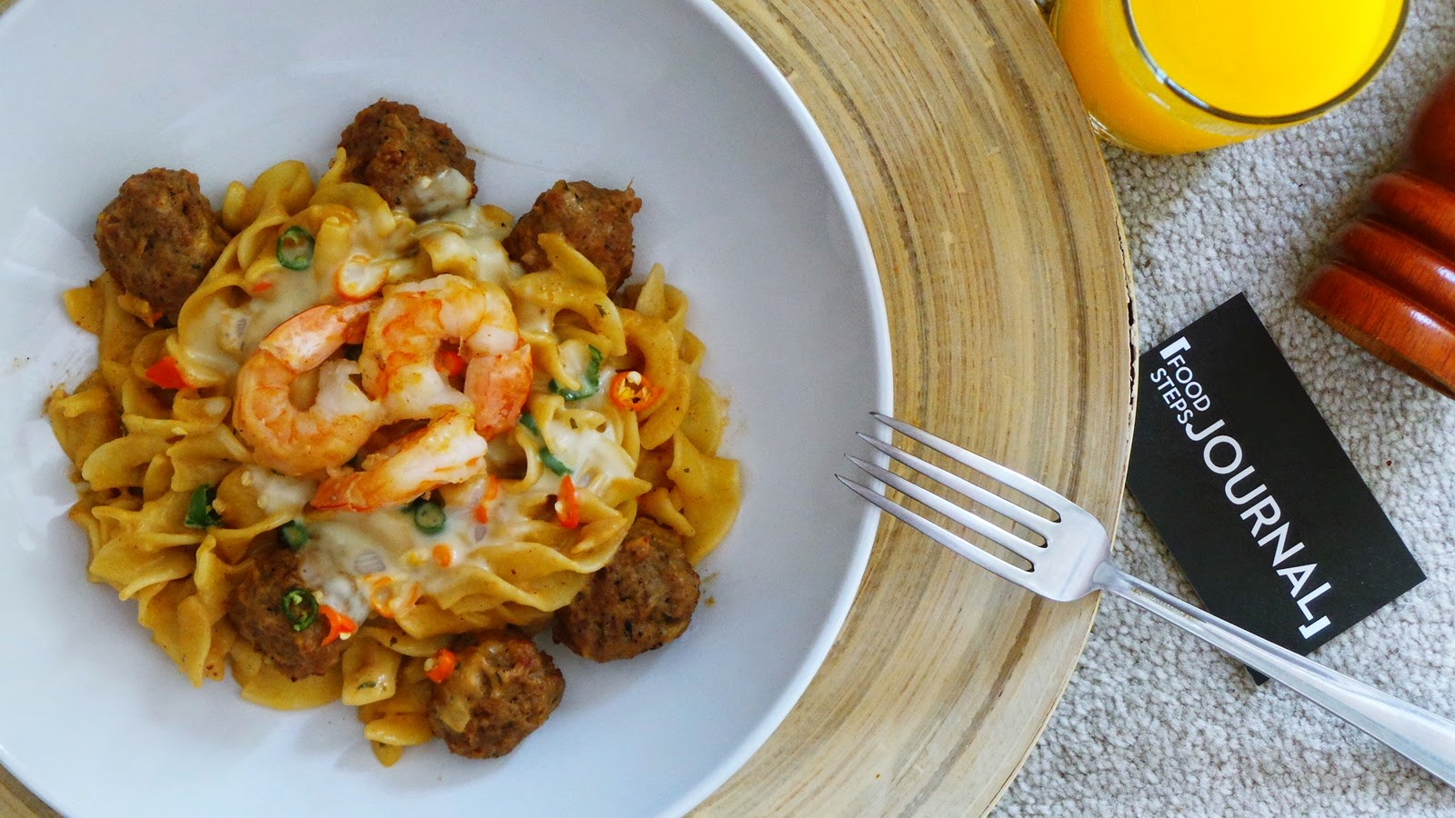 Sour cream seafood pasta with swedish meatballs Food Steps Journal