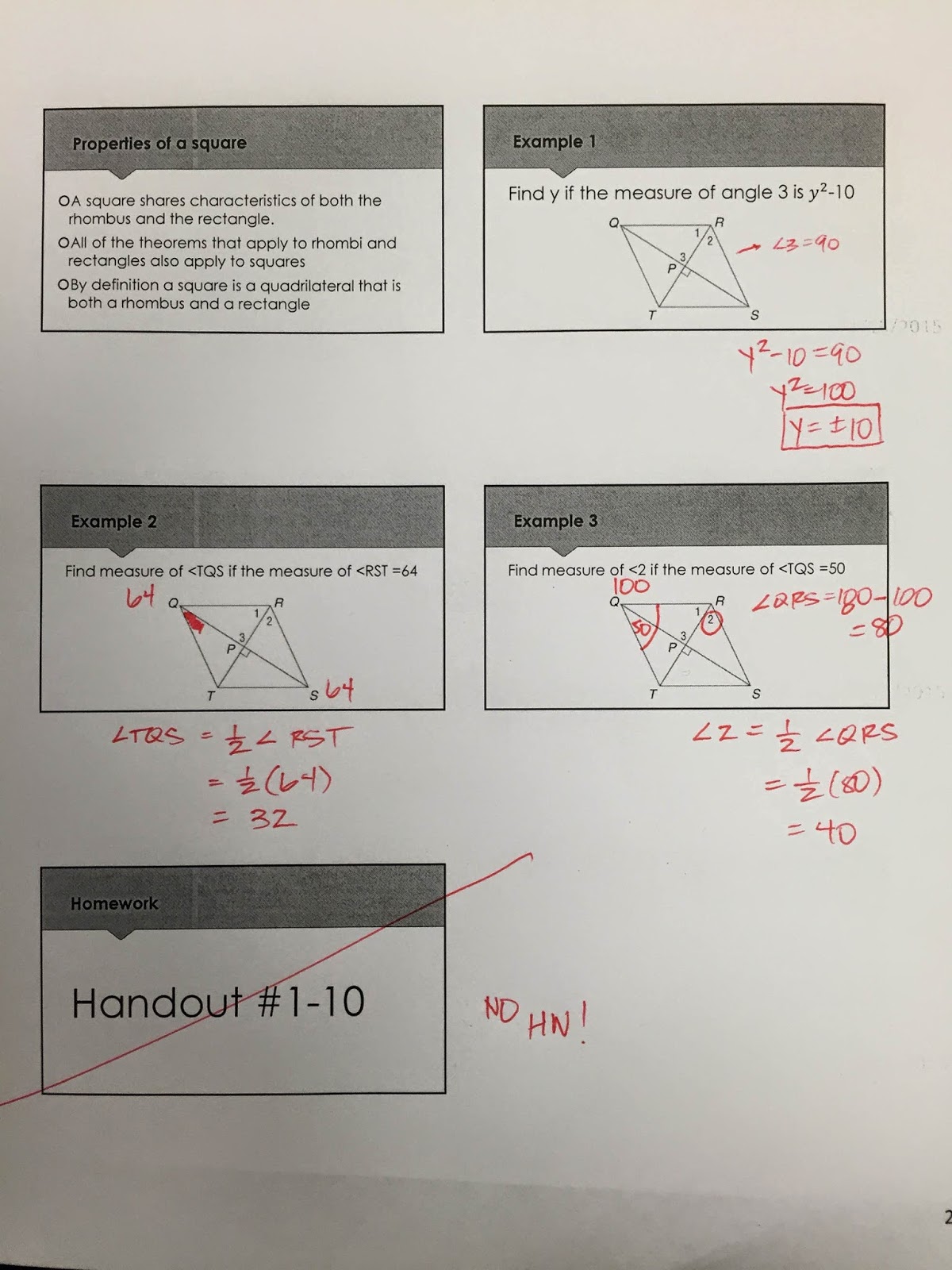 Honors Geometry - Vintage High School: Section 6-5: Rhombi and Squares