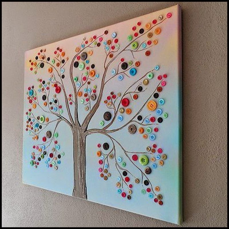 Dollar Store Crafter Button Tree Art