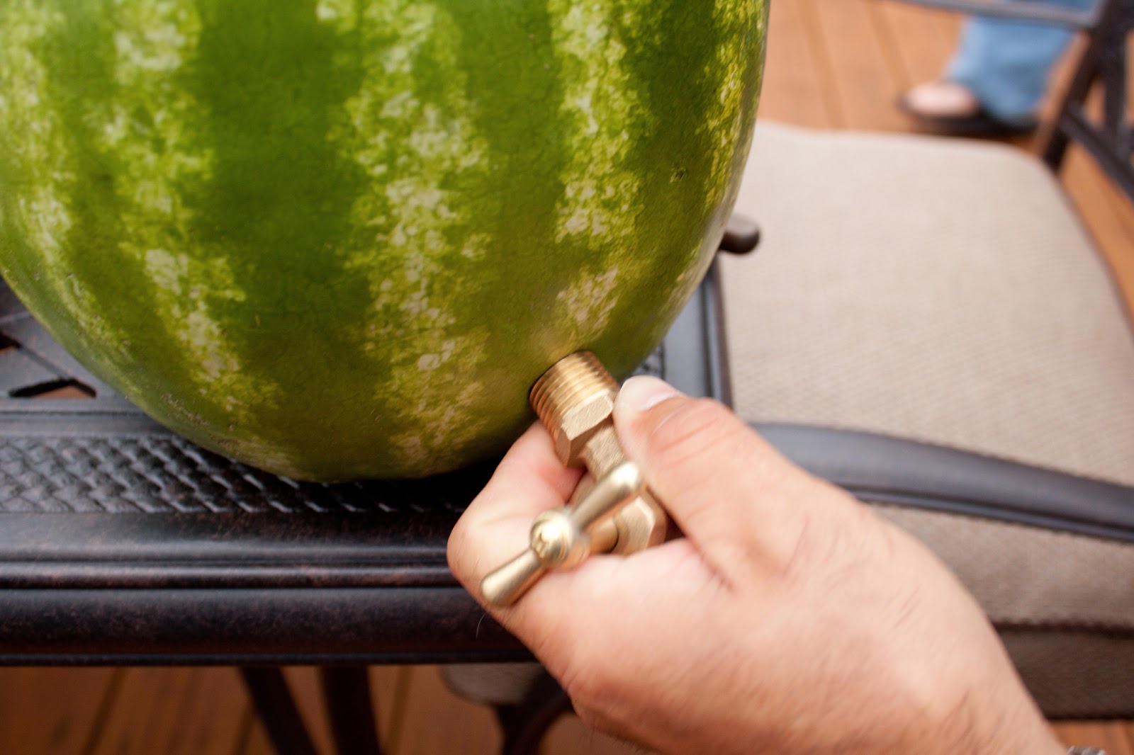 Fat and Happy Blog Watermelon Beverage Dispenser aka Cocktail Keg aka Jungle Juice Jug
