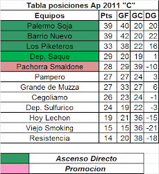 Posiciones Apertura 2011 Liga C