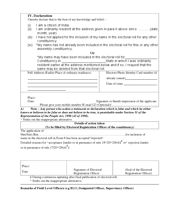Voter Id Card Form 6 Education & Exam Point