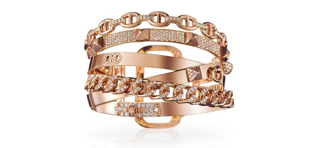 Bracelete de ouro e diamantes da Hermès