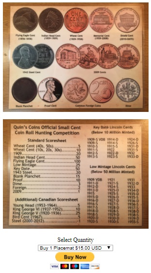 Quin's Coins - Coin Roll Hunting Placemat