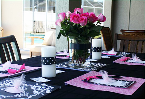 Hot Pink Black White Bridal Shower Ideas With Vintage Silhouette Of 