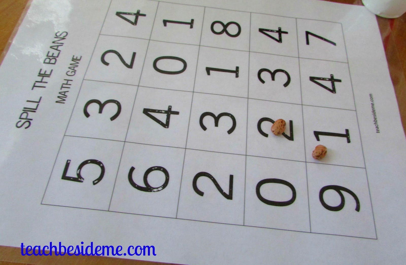 Spill the Beans a Math Game Printable Teach Beside Me